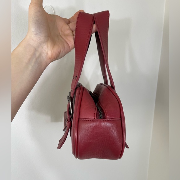 The Free People Elegant Red Leather Handbag Say Yes Bag NWOT - Picture 7 of 14